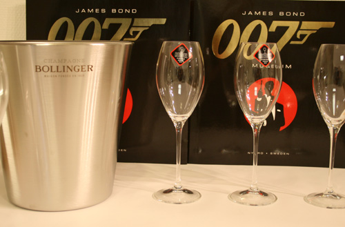Bollinger Champagne cooler and champagne glasses