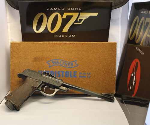 Walther LP53 air pistol held by Sean Connery as James Bond advertising campaign for the 1963 From Russia With Love
