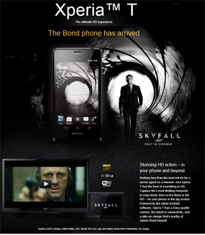 Sony Xperia T is James Bond smartphone in Skyfall 