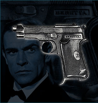Bonds first gun Beretta Modelo 418.  In the movie, James Bond actually had a Beretta Modelo 1934, presumably because the studio could not get the proper and correct model 418.