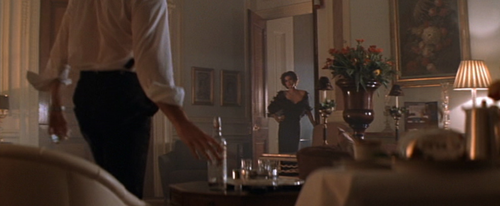 Paris Carver (Teri Hatcher) in a scene in our Ballroom with James Bond (Pierce Brosnan)