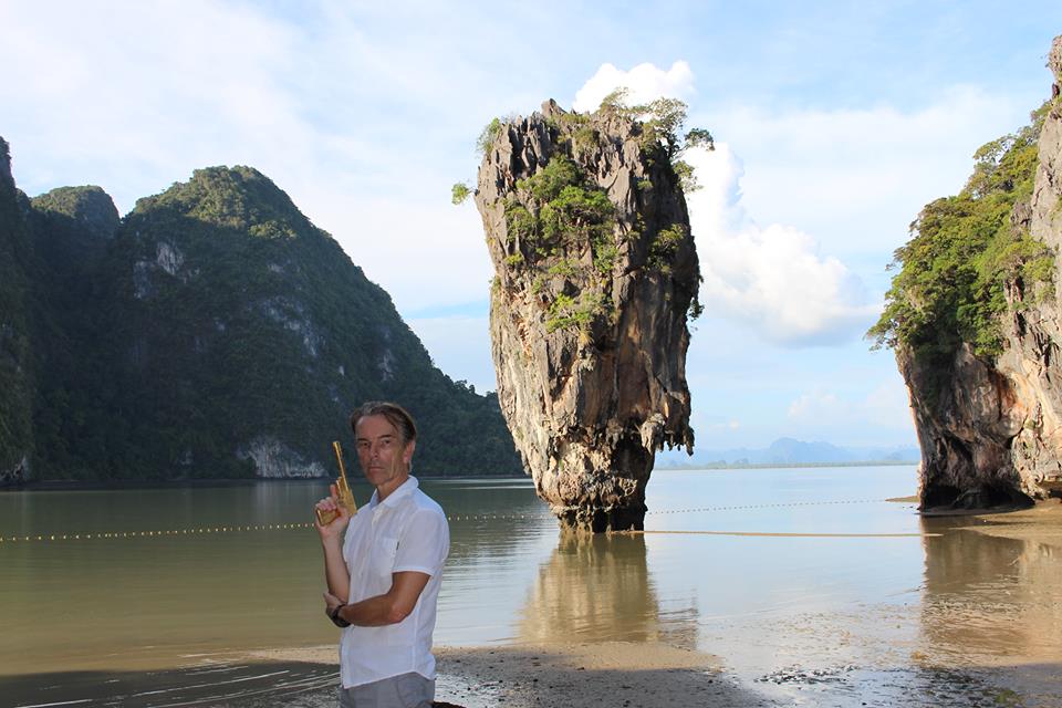  James Bond Island in Phang Nga Bay Thailand with James Bond 007 Museum founder Gunnar James Bond Schäfer