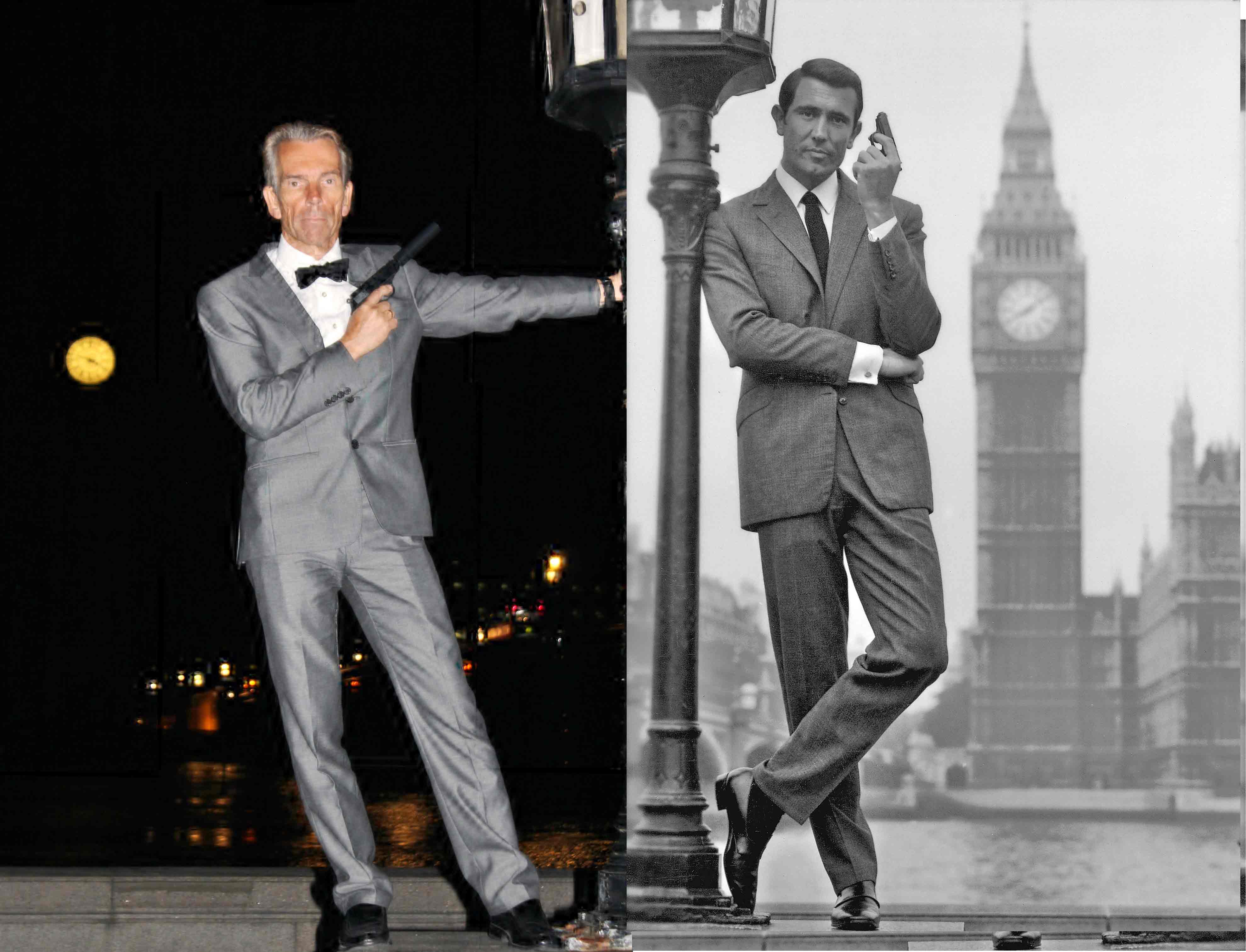 Gunnar Schäfer James Bond and George Lazenby as James Bond Big Ben London